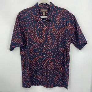 Cooke Street Hawaiian Honolulu school fish Shirt Mens Short Sleeve L blue orange